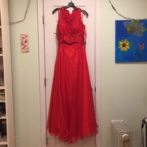 Red Two-Piece Prom Dress